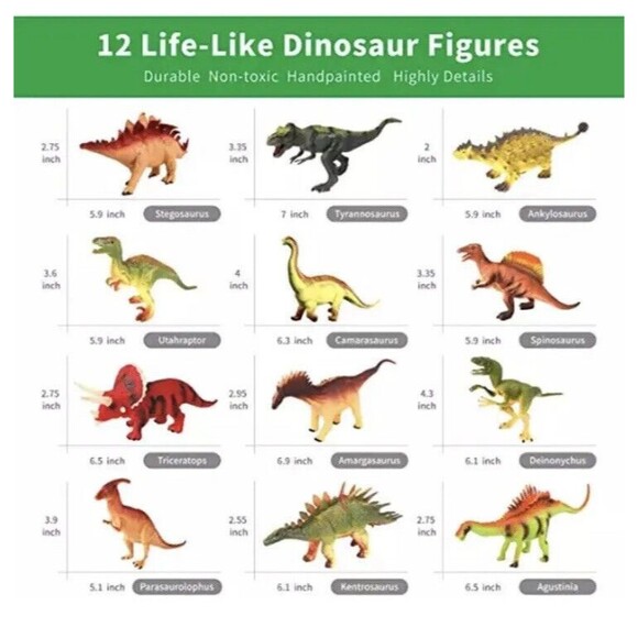 Olefun Dinosaur Toys Playbox with 12 Figures and Book - Picture 3 of 6